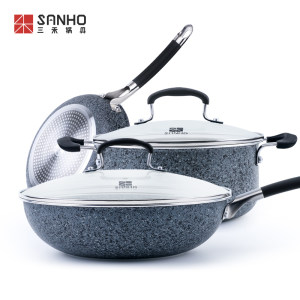 《中餐厅》同款 三禾 麦饭石锅具套装 煎锅+炒锅+汤锅