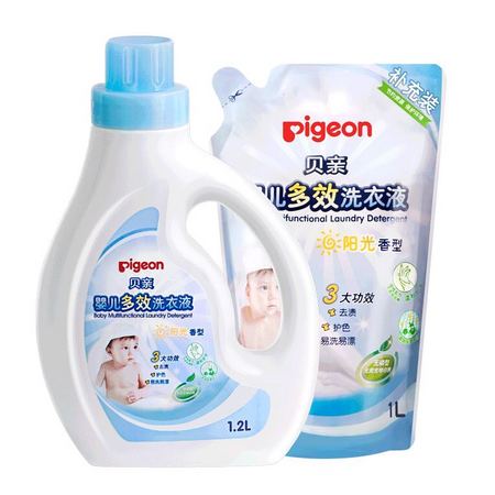Pigeon 贝亲 儿童多效洗衣液1.2L+1L阳光香型组合装