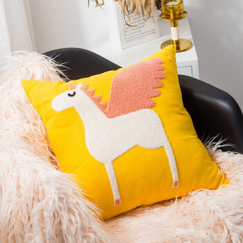 合天享 全棉刺绣卡通抱枕 45*45cm枕套+饱满枕芯