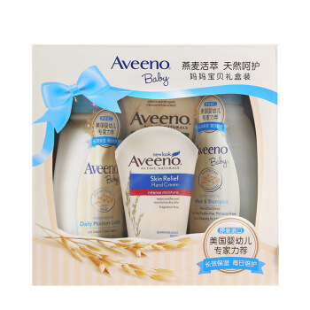 有券的上：Aveeno 艾惟诺 四件套礼盒装 （洗护354ml+润肤乳354ml+润肤乳225ml+手霜100g） +凑单品