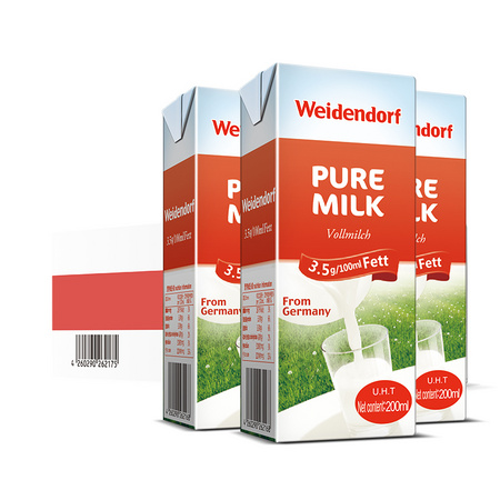 88VIP：Weidendorf 德亚 全脂牛奶 200ml*30盒