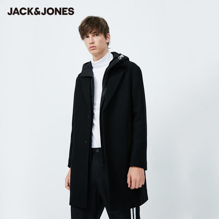 JackJones 杰克琼斯 219427504 两穿可拆连帽羊毛大衣