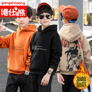 中大童秋冬款加绒加厚连帽卡通卫衣