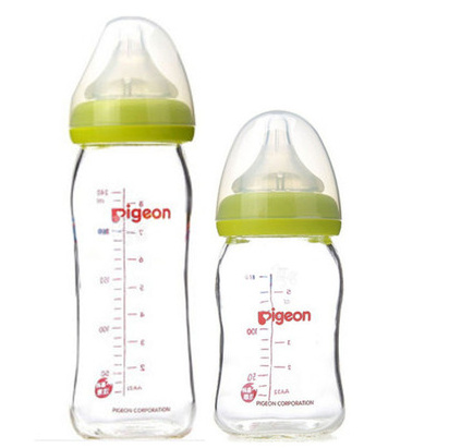 88VIP：pigeon 贝亲 宽口径玻璃奶瓶 240ml绿色+ 160ml绿色
