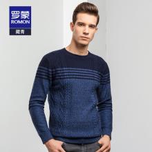 Romon 罗蒙 男士时尚条纹撞色修身羊毛衫 四色