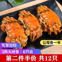 【六只装】品鲜培 3两公2两母鲜活大闸蟹 
