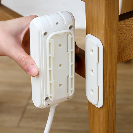 柏康 免打孔排插固定器 白色1个装