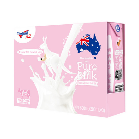88VIP：Theland 纽仕兰 A2β-酪蛋白全脂纯牛奶 200ml*3 *5件
