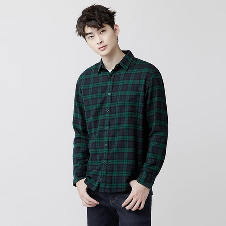 lativ诚衣 43536 男士法兰绒格纹长袖衬衫