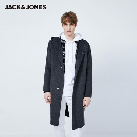 JackJones 杰克琼斯 219427511 连帽休闲廓形毛呢大衣