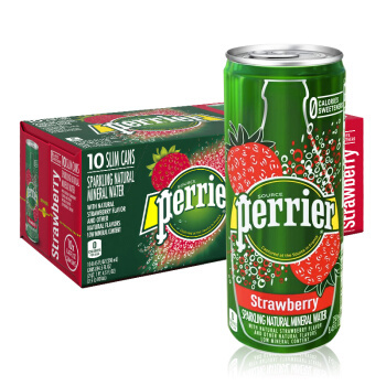 京东PLUS会员：Perrier 巴黎水 草莓味气泡水 天然矿泉水 250ml*30罐