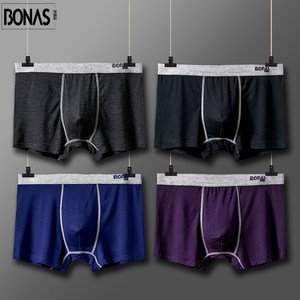 宝娜斯 男士一片式裁剪 莫代尔平角内裤 4条