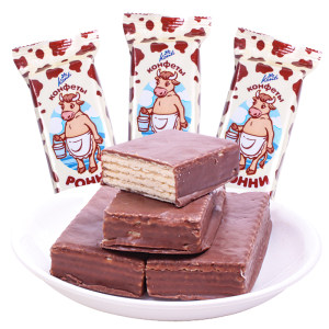 俄罗斯进口 konti 大牛巧克力味威化饼干 500g