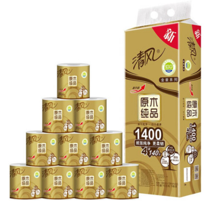 清风 原木纯品金装系列 卷纸 4层*140克*10卷 *2件