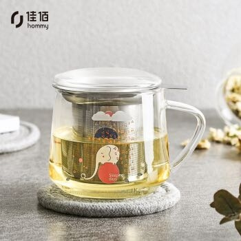 京东PLUS会员：佳佰 高硼硅玻璃花茶杯 400ml *2件