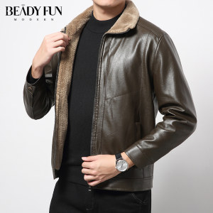 贝蒂凡 男士秋冬款 加绒加厚皮衣
