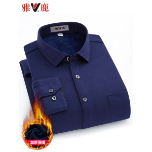 雅鹿 男士秋冬加绒保暖衬衫
