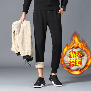 OZQ 男士加厚羊羔绒 保暖休闲束脚裤