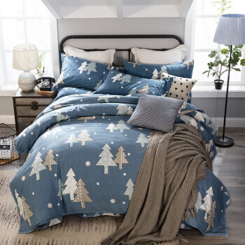移动专享：J.H.Longess 秋冬加厚纯棉磨毛四件套 北欧森林 1.8m床