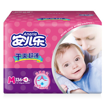 Anerle 安儿乐 婴儿纸尿裤 M140片 *5件