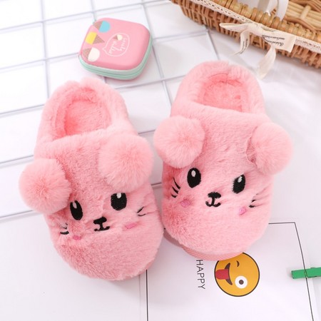 轻然 儿童毛绒防滑棉拖鞋