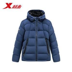 特步 男士加厚短款连帽羽绒服