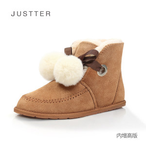 Justter 毛球磨砂牛皮雪地靴 加厚1300g毛绒 129元包邮