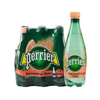 Perrier 巴黎水 气泡矿泉水 西柚味 塑料瓶 500ml*6瓶 *5件