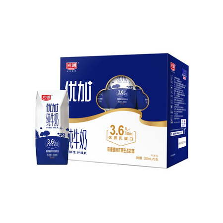 88VIP：光明 优加纯牛奶 200mL*12 *4件