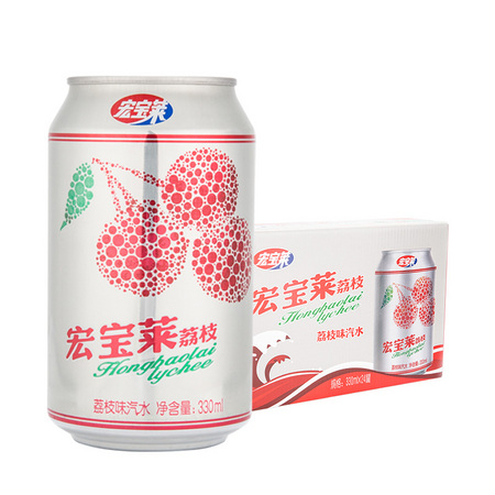 88VIP：宏宝莱 碳酸饮料荔枝味汽水 330ml*24罐 *5件