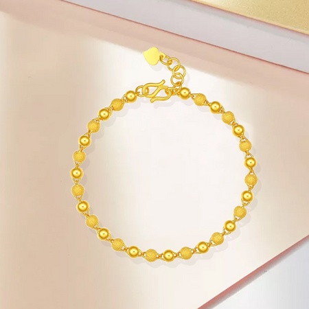 最后2小时、历史低价：周大生 G0HC0091 光砂金珠手链 6.06g 2393.7元包邮