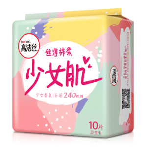 kotex 高洁丝 少女肌棉柔丝薄卫生巾 240mm*10片 *11件