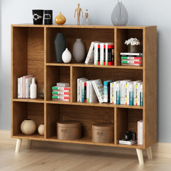 木以成居 LY-4083 简约落地式收纳架（樱桃木色）