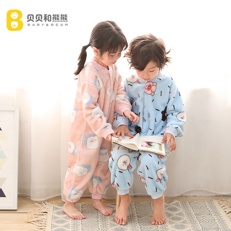 贝贝和熊熊 宝宝法兰绒保暖连体衣 66-110cm 多款式可选