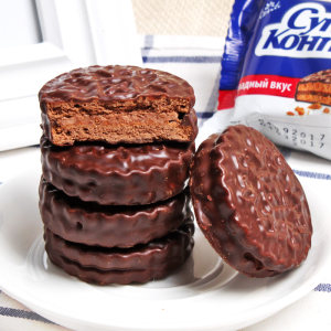 俄罗斯进口 Konti 康吉 三明治巧克力夹心饼干 250g