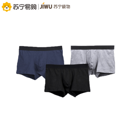 JIWU 苏宁极物 JWNK1902 男士平角内裤 3条装
