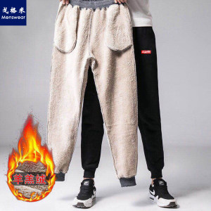 戈格米 男士加厚羊羔绒 保暖休闲束脚裤