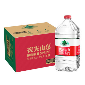 农夫山泉 饮用水 饮用天然水 透明装4L*6桶 整箱装 *2件