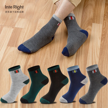 InteRight WCN0043 男款休闲男中筒袜 混色5双装
