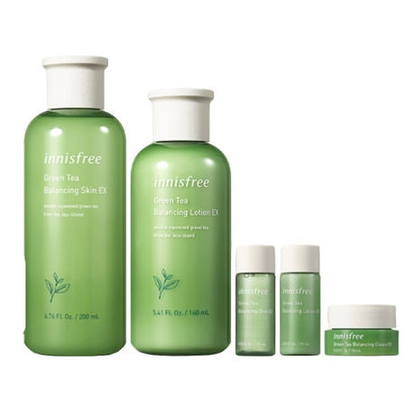 innisfree 悦诗风吟 绿茶水乳套装（水200ml+15ml+乳液160ml+15ml+面霜10ml） *2件