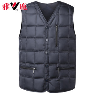 雅鹿 男士加厚羽丝棉马甲 保暖背心