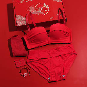 浪莎过年年大红色内衣套装