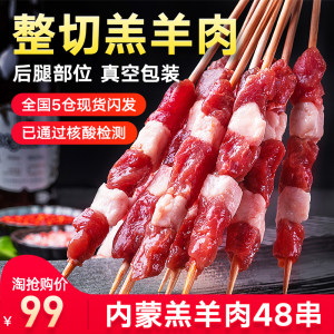 撸串串 内蒙6月龄羔羊 腿肉羊肉串 108g*8袋 共48串