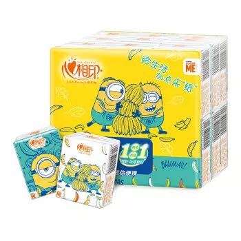 有券的上：心相印 小黄人系列手帕纸 4层*6片*18包 *2件