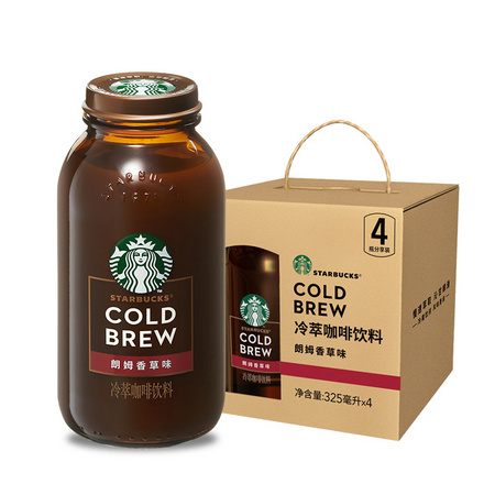 88VIP、限地区：Starbucks 星巴克 冷萃咖啡朗姆香草味 325ml*4瓶 *2件