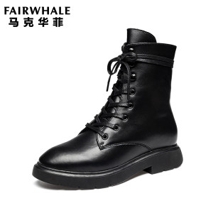 马克华菲 20年秋冬款 女士牛皮马丁靴 有加绒款