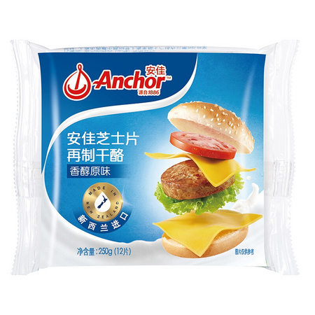 Anchor 安佳 切达奶酪芝士片 原味 250g *3件