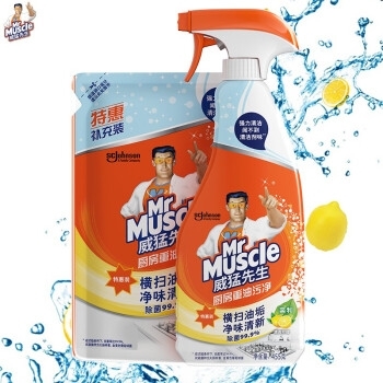 Mr Muscle 威猛先生 厨房重油污净455g+补充装420g+百洁布*2片