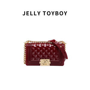 香港潮牌 jellytoyboy 女果冻包格纹小方包