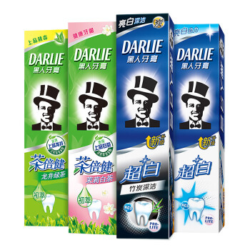DARLIE 黑人 超白竹炭茶倍健牙膏家庭套装 190g*4支